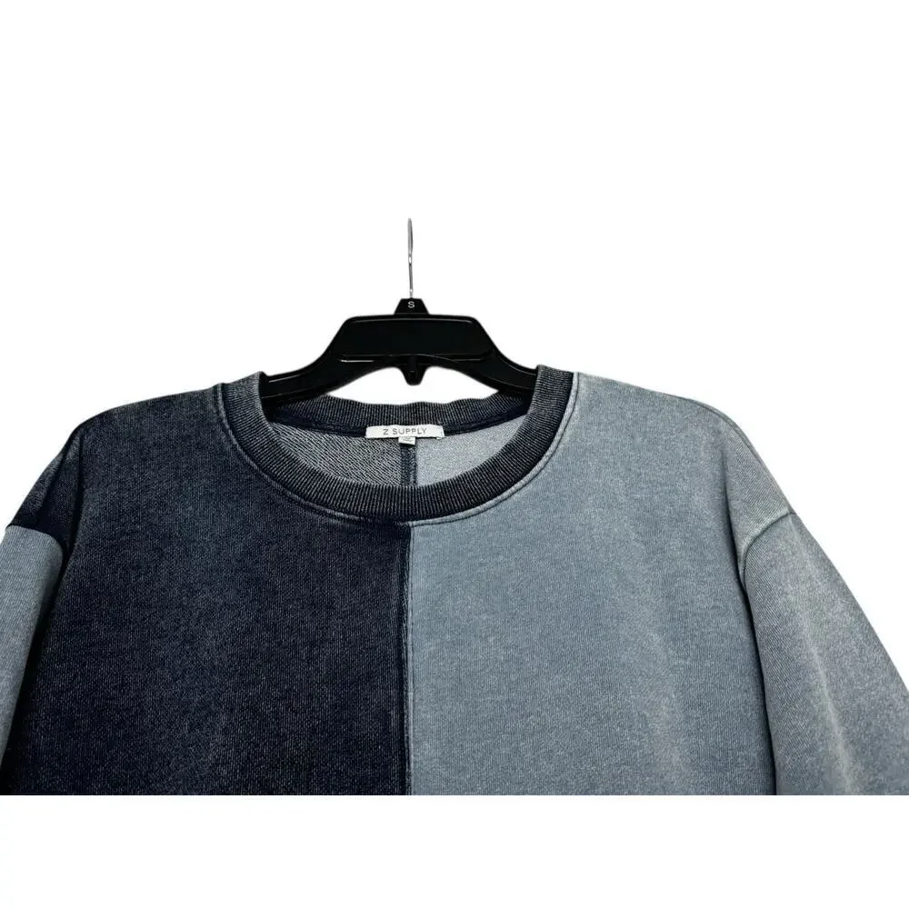 Z Supply Fair & Square Women’s Denim Crewneck Pullover Sweatshirt: Size M